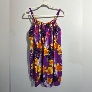 Island Planet Women’s One Size Purple Yellow Sleeveless Sundress | SKU 0749